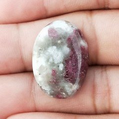 Lepidolite Naturale Forma Ovale  Piatto Cabochon Liscio Fatto a Mano 25X18mm 4,17gm 1pz