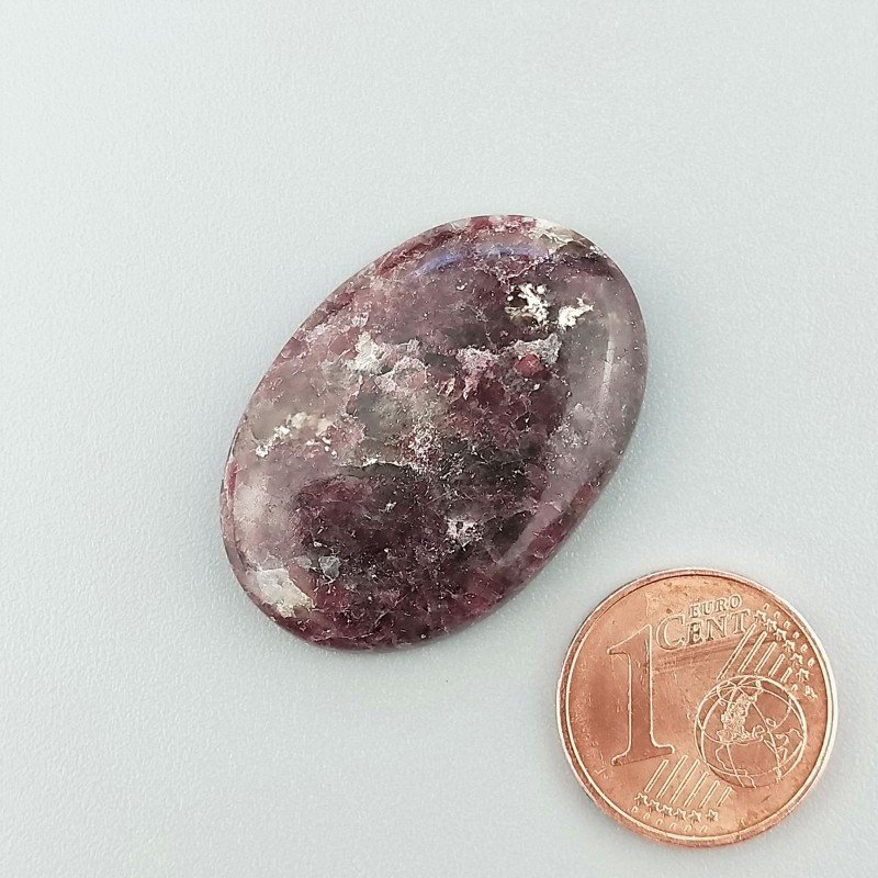 Cabochon di Lepidolite Naturale Ovale, Piatto e Liscio, 29x20x5 mm, 5,80 g, Fatto a Mano