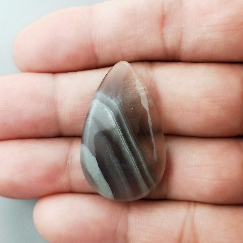 Fluorite Naturale Forma Goccia Piatto Cabochon Liscio Fatto a Mano 34X21mm 7,50gm 1pz