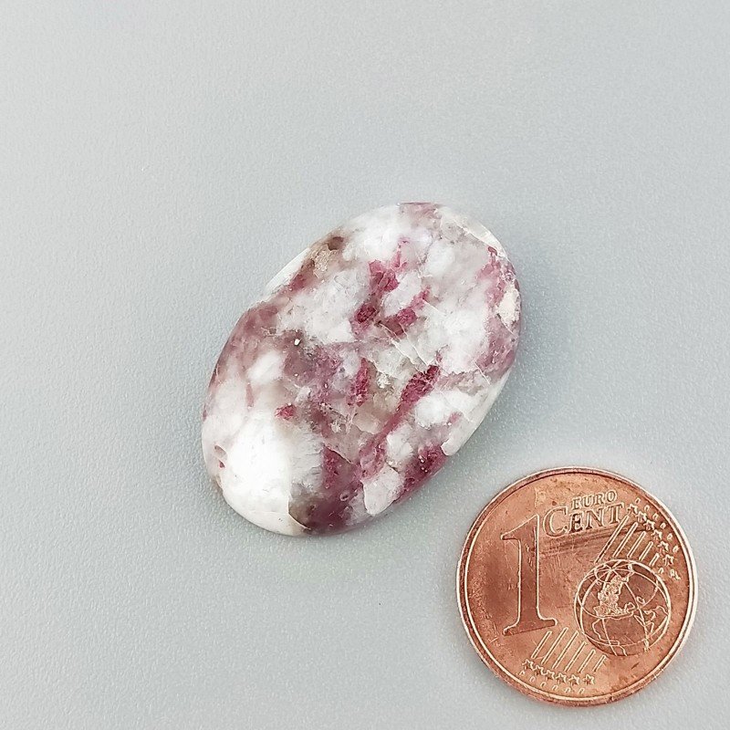 Cabochon di Lepidolite Naturale Ovale, Piatto e Liscio, 26x17x5 mm, 4,30 g, Fatto a Mano