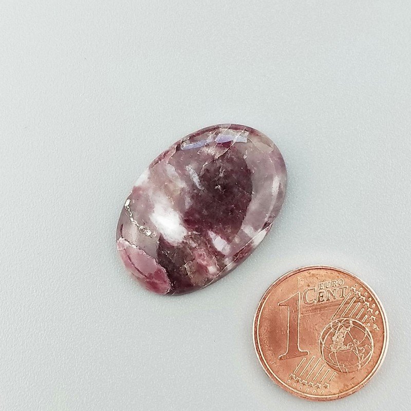 Cabochon di Lepidolite Naturale Ovale, Piatto e Liscio, 24x16 mm, 3,16 g, Fatto a Mano