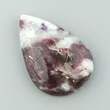 Lepidolite Naturale Forma Goccia Piatto Cabochon Liscio Fatto a Mano 30X20X6mm 6,25gm 1pz