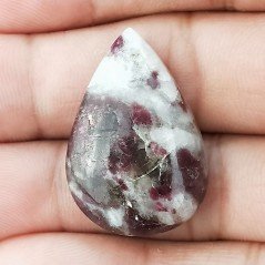 Cabochon di Lepidolite Naturale Goccia, Piatto e Liscio, 30x20x6 mm, 6,25 g, Fatto a Mano