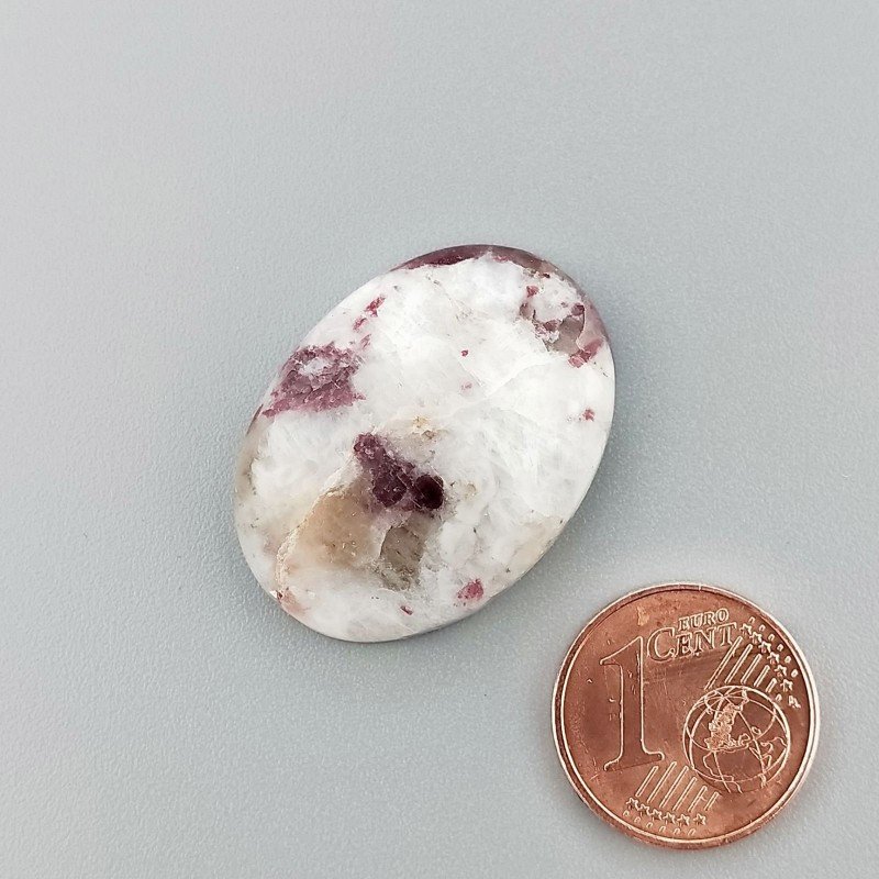 Cabochon di Lepidolite Naturale Ovale, Piatto e Liscio, 27x20x5 mm, 5,25 g, Fatto a Mano