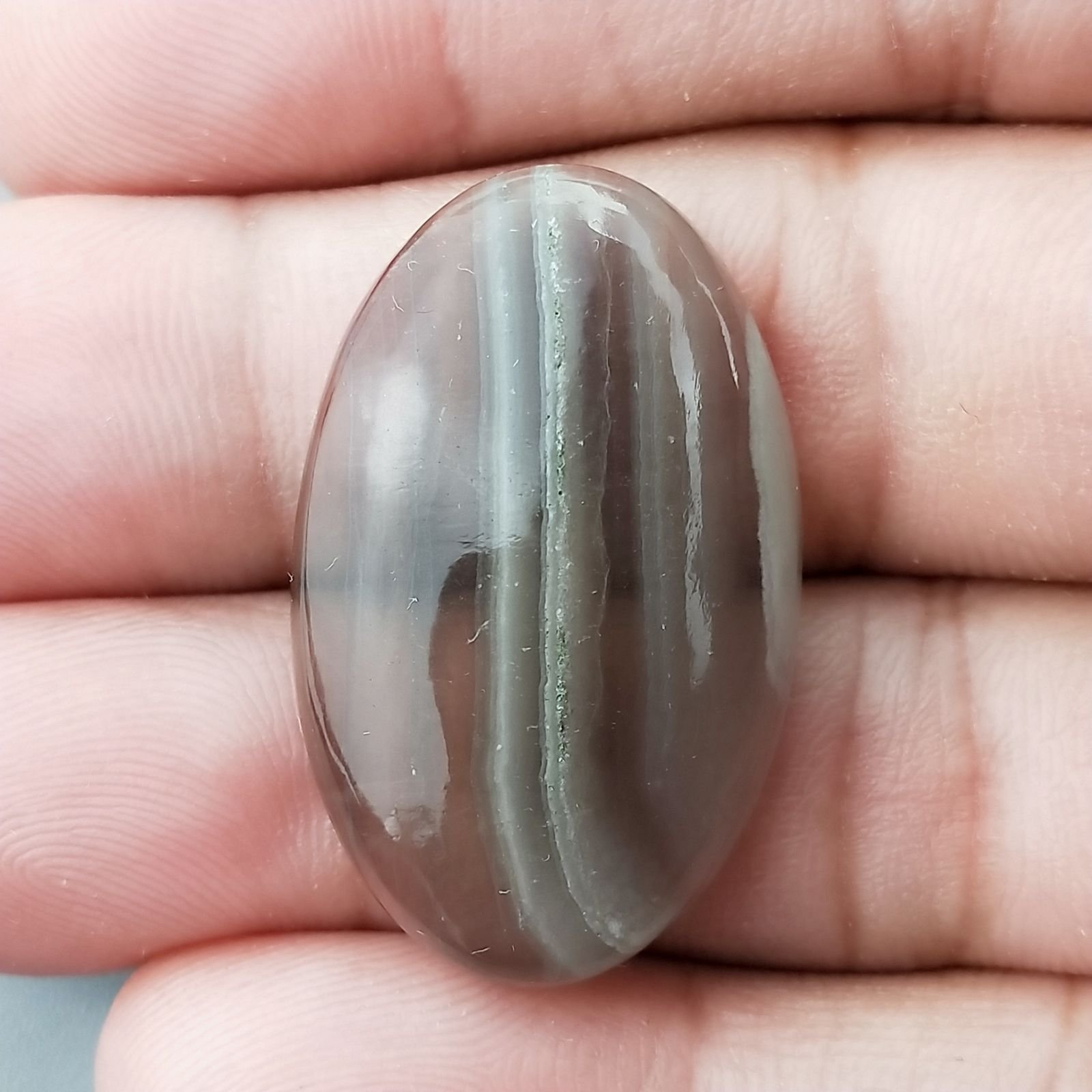 Fluorite Naturale Forma Ovale Piatto Cabochon Liscio Fatto a Mano 32X20mm 7,64gm 1pz