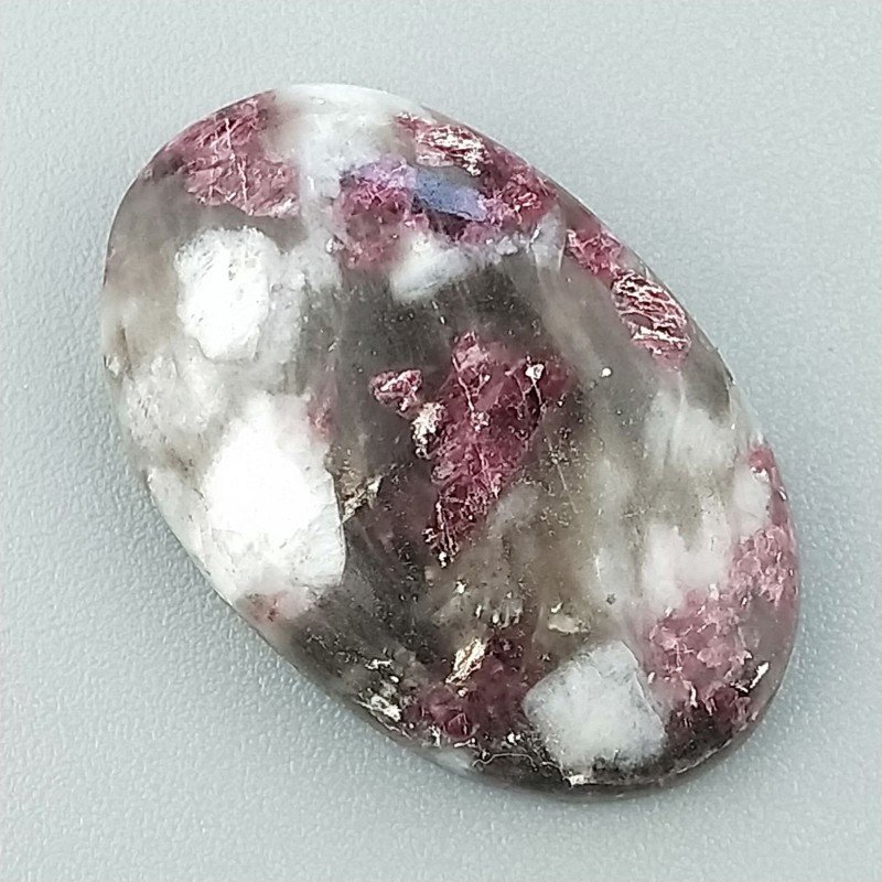 Lepidolite Naturale Forma Ovale Piatto Cabochon Liscio Fatto a Mano 22X17X6mm 4,60gm 1pz
