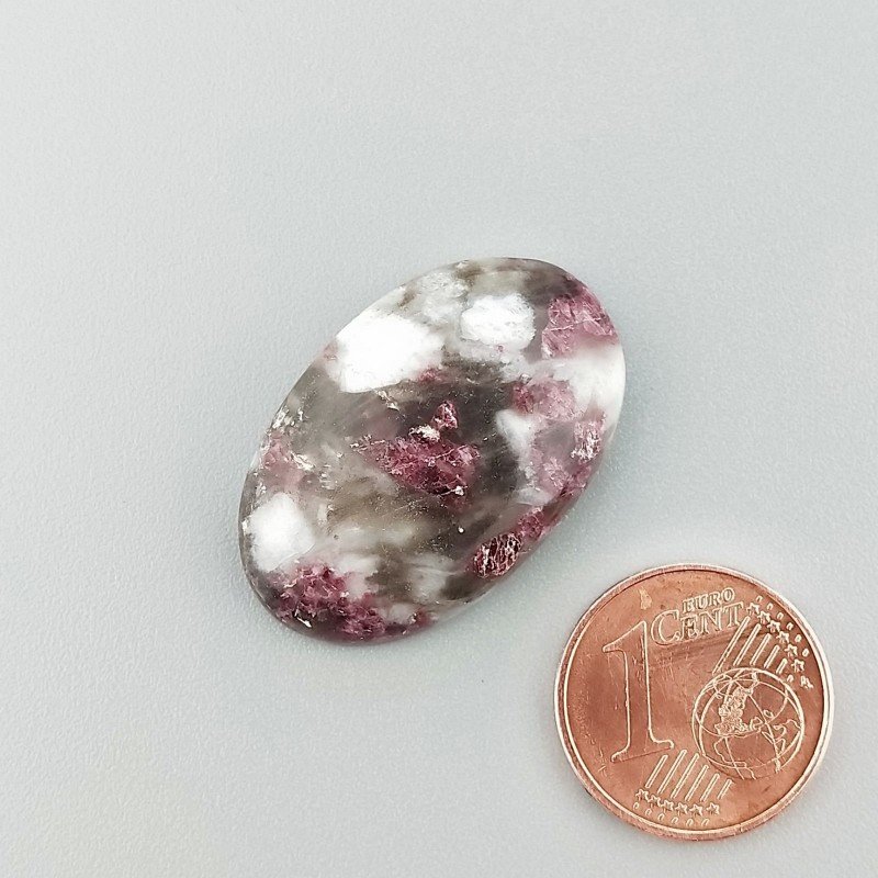 Cabochon di Lepidolite Naturale Ovale, Piatto e Liscio, 22x17x6 mm, 4,60 g, Fatto a Mano