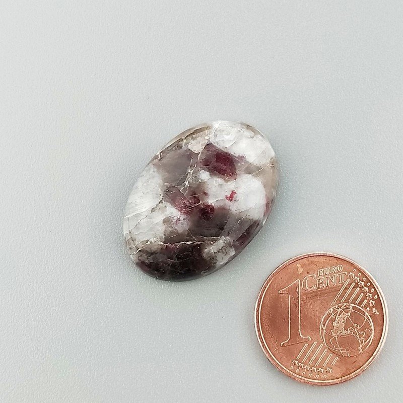 Cabochon di Lepidolite Naturale Ovale, Piatto e Liscio, 23x16 mm, 3,57 g, Fatto a Mano