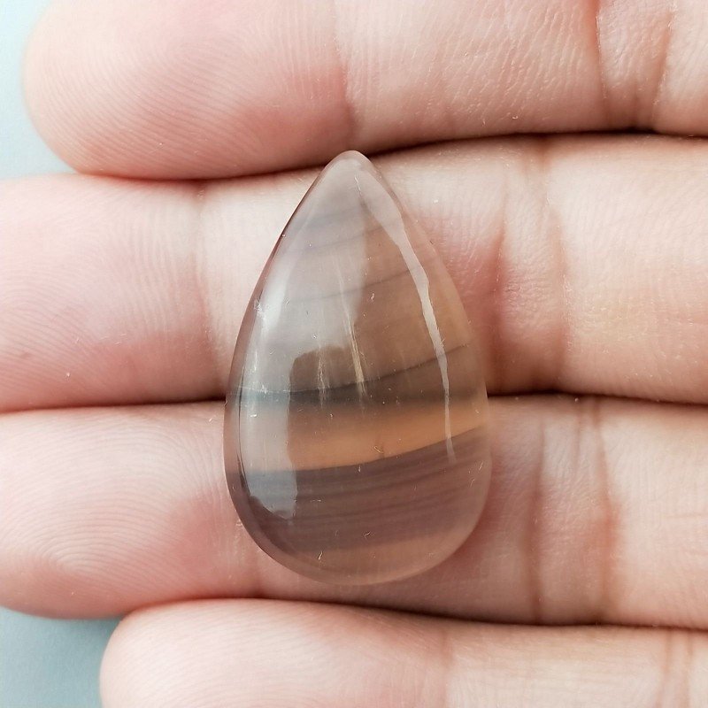 Fluorite Naturale Forma Goccia Piatto Cabochon Liscio Fatto a Mano 29X18X6mm 5,80gm 1pz