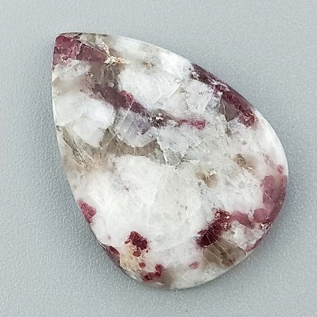 Lepidolite Naturale Forma Goccia Piatto Cabochon Liscio Fatto a Mano 28X19X5mm 4,15gm 1pz