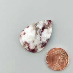 Cabochon di Lepidolite Naturale Goccia, Piatto e Liscio, 28x19x5 mm, 4,15 g, Fatto a Mano