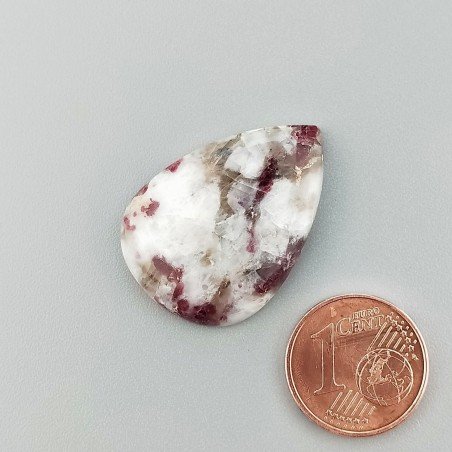 Cabochon di Lepidolite Naturale Goccia, Piatto e Liscio, 28x19x5 mm, 4,15 g, Fatto a Mano