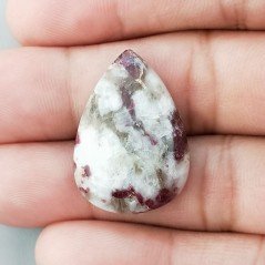 Cabochon di Lepidolite Naturale Goccia, Piatto e Liscio, 28x19x5 mm, 4,15 g, Fatto a Mano