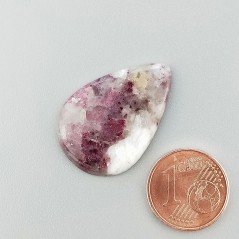 Lepidolite Naturale Forma Goccia Piatto Cabochon Liscio Fatto a Mano 27X19mm 3,00gm 1pz