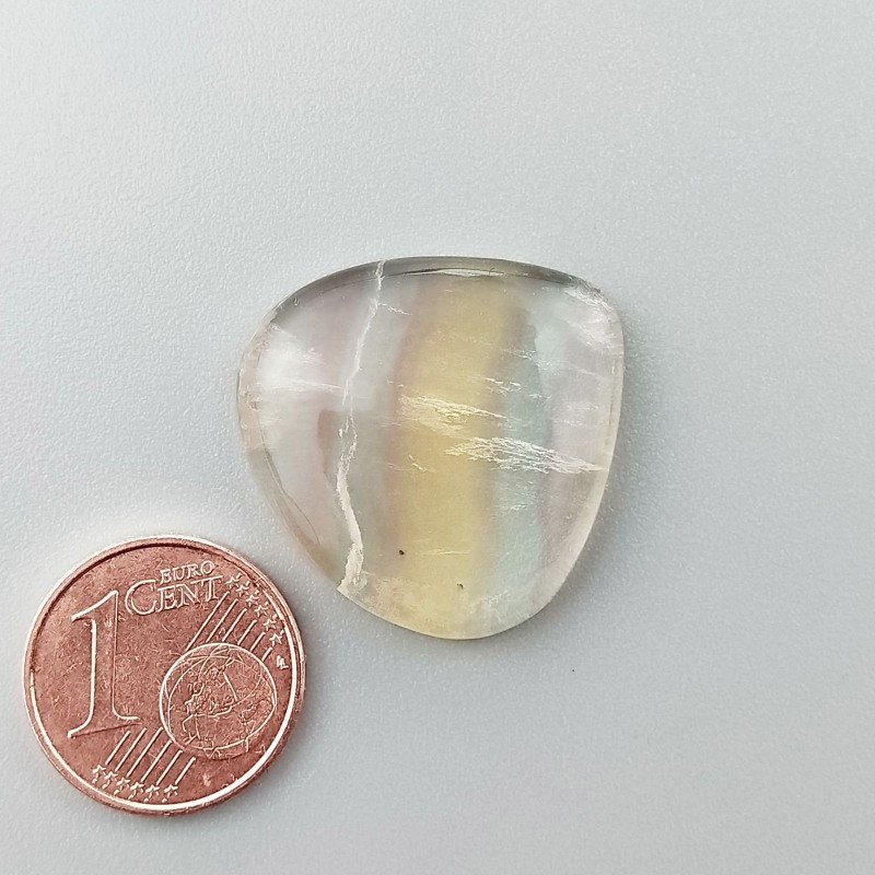 Cabochon di Fluorite Naturale Cuore, Piatto e Liscio, 23x23x5 mm, 5,00 g, Fatto a Mano