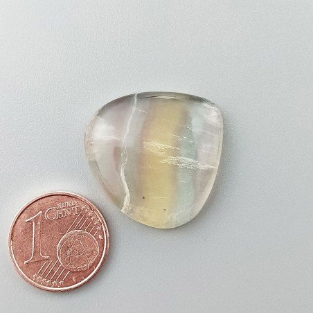 Fluorite Naturale Forma Cuore Piatto Cabochon Liscio Fatto a Mano 23X23X5mm 5,00gm 1pz