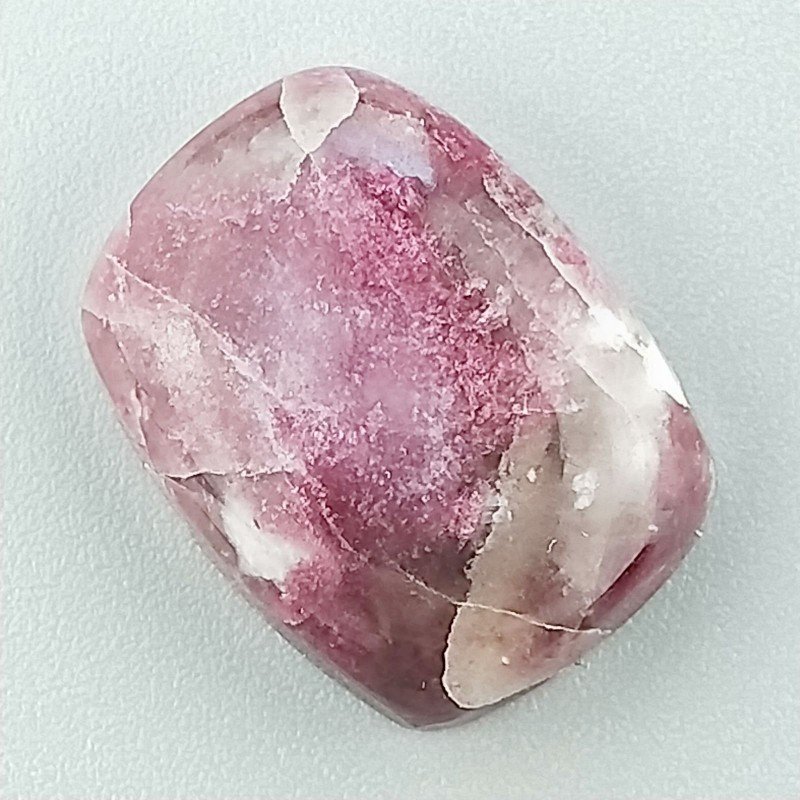 Lepidolite Naturale Forma Cuscino Piatto Cabochon Liscio Fatto a Mano 19X14X6mm 3,55gm 1pz