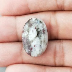 Cabochon di Lepidolite Naturale Ovale, Piatto e Liscio, 23x15x6 mm, 3,95 g, Fatto a Mano