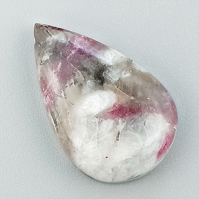 Lepidolite Naturale Forma Goccia Piatto Cabochon Liscio Fatto a Mano 28X18X6mm 4,70gm 1pz