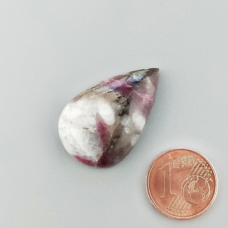 Cabochon di Lepidolite Naturale Goccia, Piatto e Liscio, 28x18x6 mm, 4,70 g, Fatto a Mano
