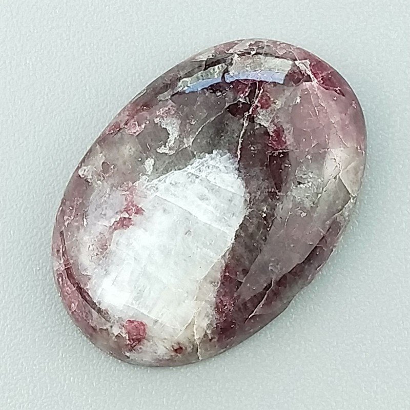 Lepidolite Naturale Forma Ovale Piatto Cabochon Liscio Fatto a Mano 23X16mm 3,29gm 1pz