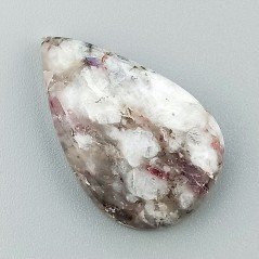 Cabochon di Lepidolite Naturale Goccia, Piatto e Liscio, 29x18x6 mm, 5,20 g, Fatto a Mano