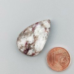Cabochon di Lepidolite Naturale Goccia, Piatto e Liscio, 29x18x6 mm, 5,20 g, Fatto a Mano
