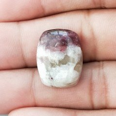Lepidolite Naturale Forma Cuscino Piatto Cabochon Liscio Fatto a Mano 20X15X6mm 3,50gm 1pz