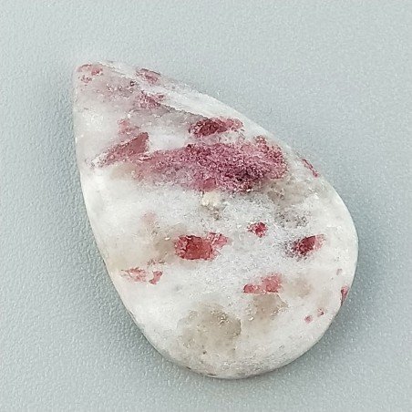 Lepidolite Naturale Forma Goccia Piatto Cabochon Liscio Fatto a Mano 26X16X9mm 3,20gm 1pz