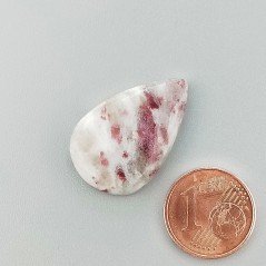 Cabochon di Lepidolite Naturale Goccia, Piatto e Liscio, 26x16x9 mm, 3,20 g, Fatto a Mano