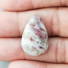 Cabochon di Lepidolite Naturale Goccia, Piatto e Liscio, 26x16x9 mm, 3,20 g, Fatto a Mano