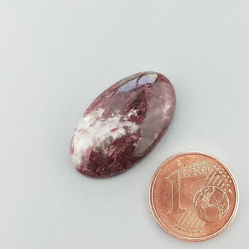 Cabochon di Lepidolite Naturale Ovale, Piatto e Liscio, 24x14 mm, 2,73 g, Fatto a Mano
