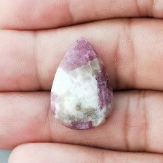 Cabochon di Lepidolite Naturale Goccia, Piatto e Liscio, 23x16x3 mm, 2,10 g, Fatto a Mano