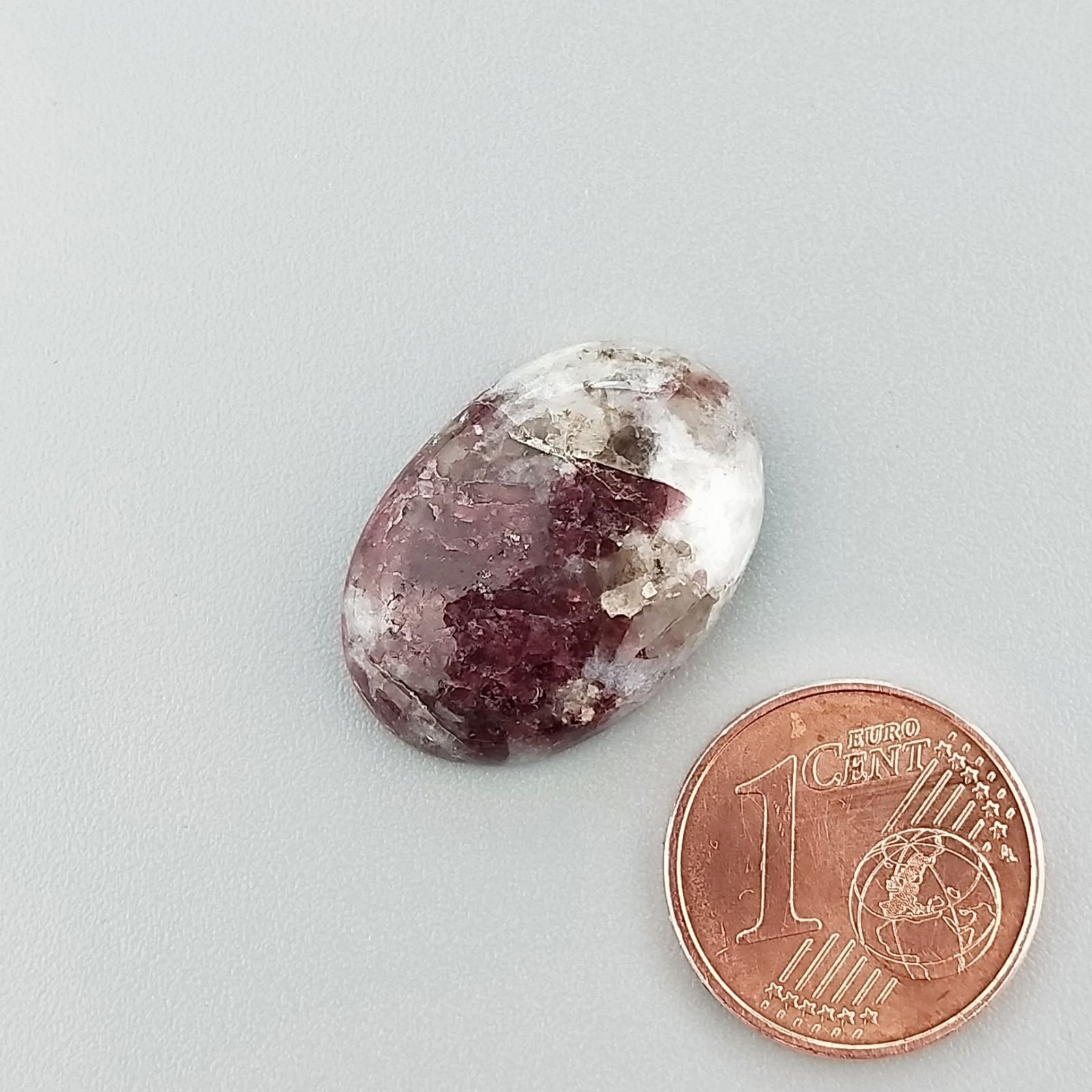 Lepidolite Naturale Forma Ovale Piatto Cabochon Liscio Fatto a Mano 21X15mm 2,52gm 1pz