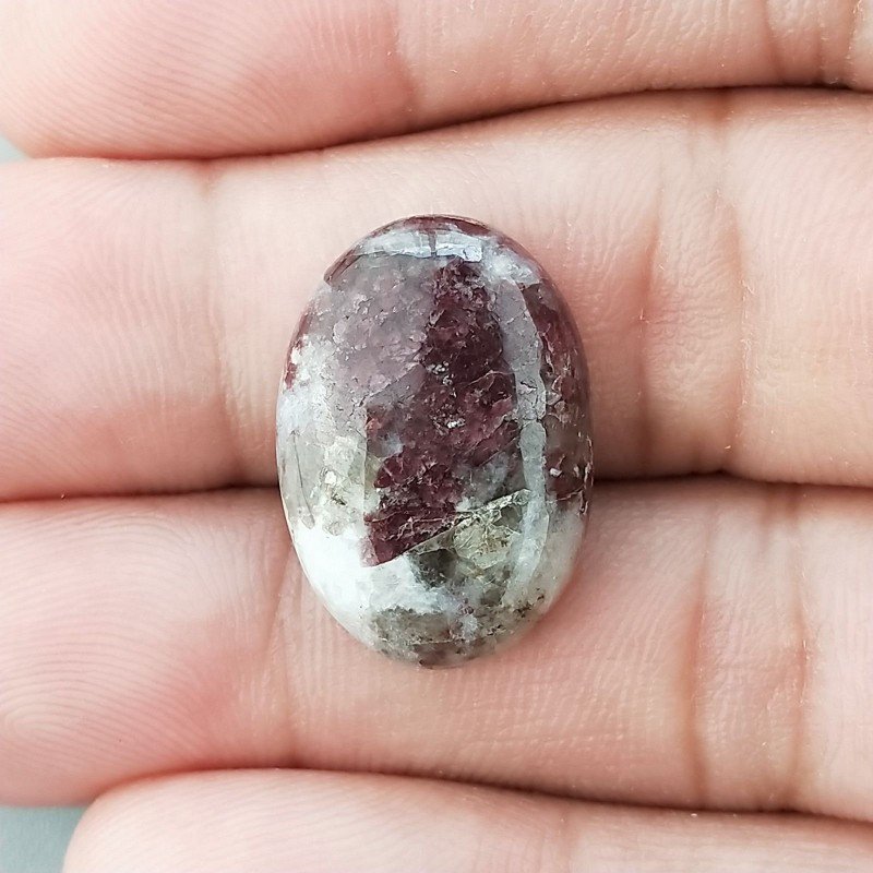 Lepidolite Naturale Forma Ovale Piatto Cabochon Liscio Fatto a Mano 21X15mm 2,52gm 1pz