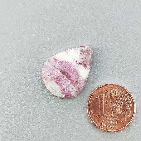 Cabochon di Lepidolite Naturale Goccia, Piatto e Liscio, 21x15x5 mm, 2,40 g, Fatto a Mano