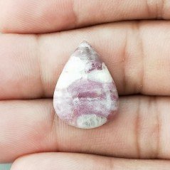 Cabochon di Lepidolite Naturale Goccia, Piatto e Liscio, 21x15x5 mm, 2,40 g, Fatto a Mano