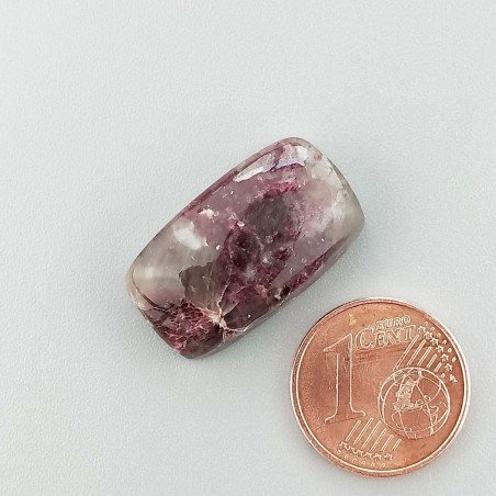 Lepidolite Naturale Forma Cuscino Piatto Cabochon Liscio Fatto a Mano 22X13mm 4,67gm 1pz