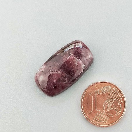 Lepidolite Naturale Forma Cuscino Piatto Cabochon Liscio Fatto a Mano 23X13mm 3,11gm 1pz