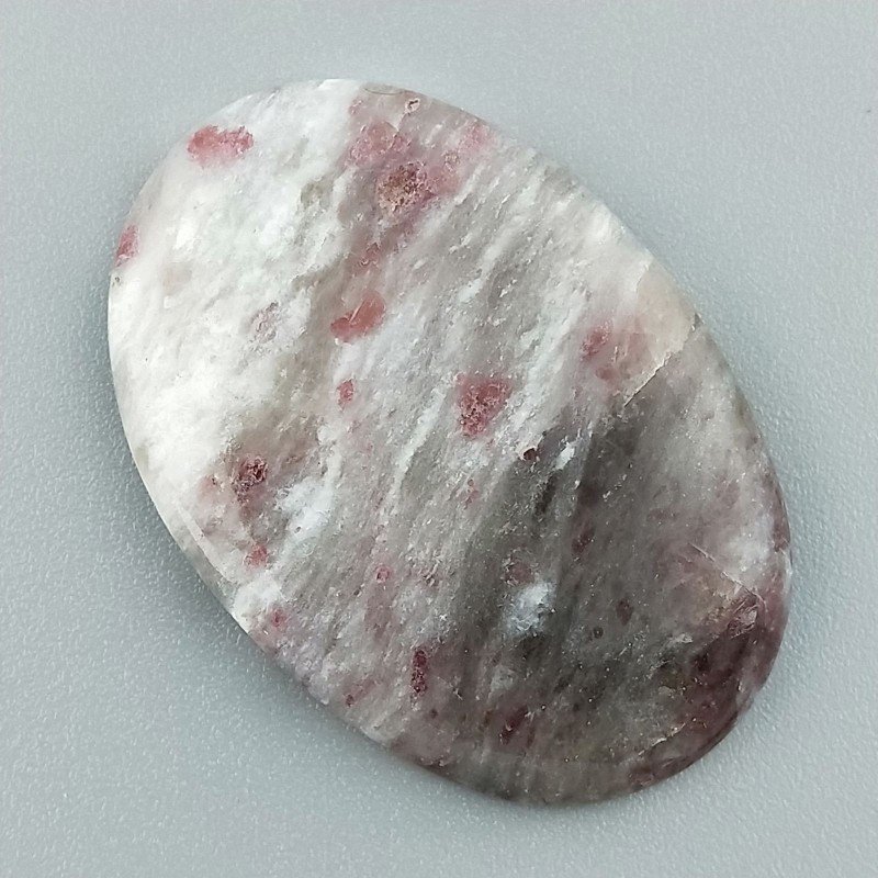 Lepidolite Naturale Forma Ovale Piatto Cabochon Liscio Fatto a Mano 36X25X4mm 7,05gm 1pz