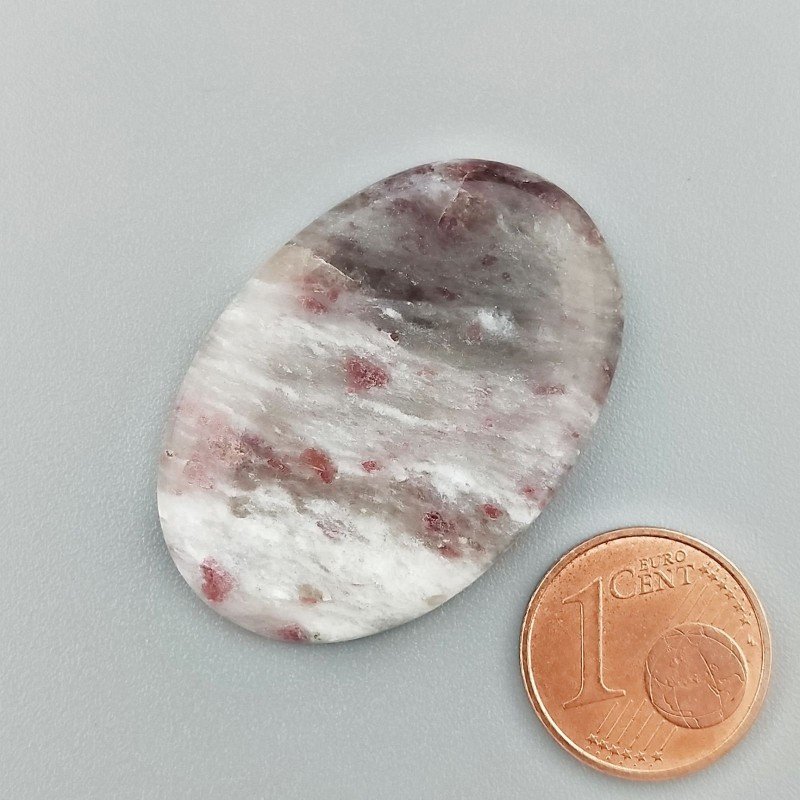 Cabochon di Lepidolite Naturale Ovale, Piatto e Liscio, 36x25x4 mm, 7,05 g, Fatto a Mano