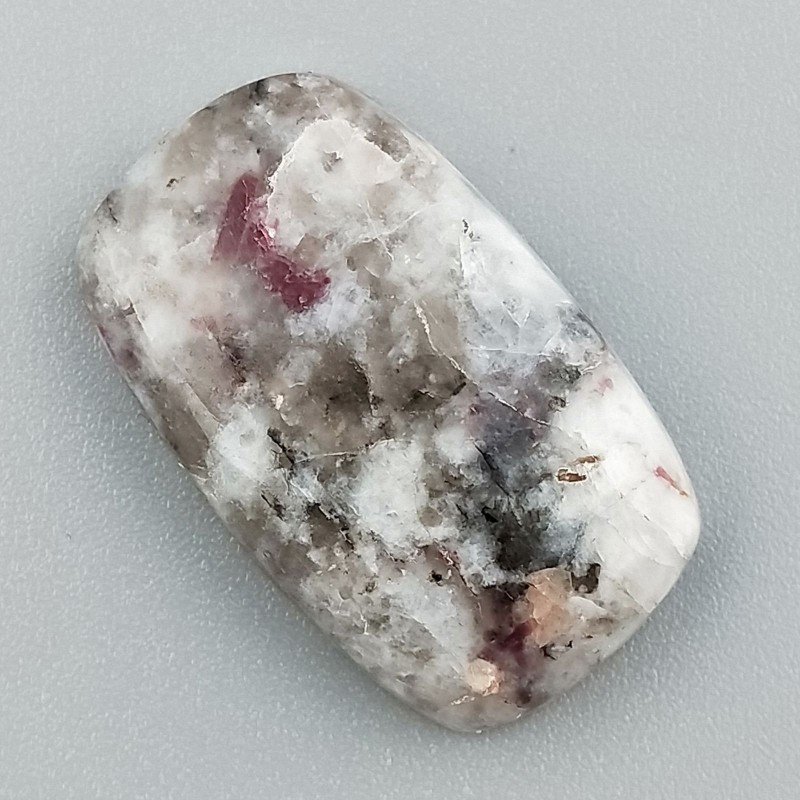 Lepidolite Naturale Forma Cuscino Piatto Cabochon Liscio Fatto a Mano 27X16X5mm 4,75gm 1pz