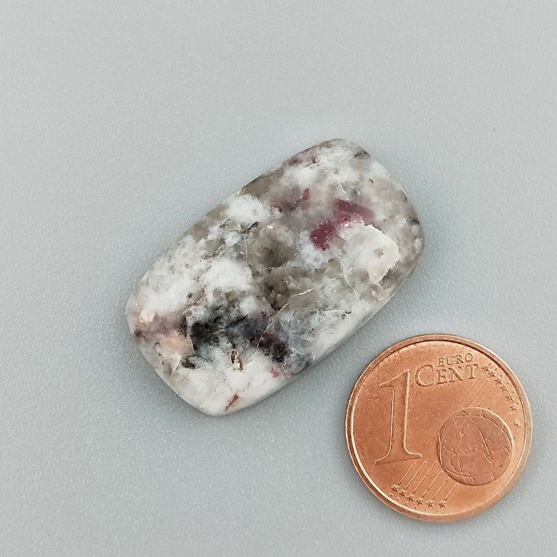 Lepidolite Naturale Forma Cuscino Piatto Cabochon Liscio Fatto a Mano 27X16X5mm 4,75gm 1pz