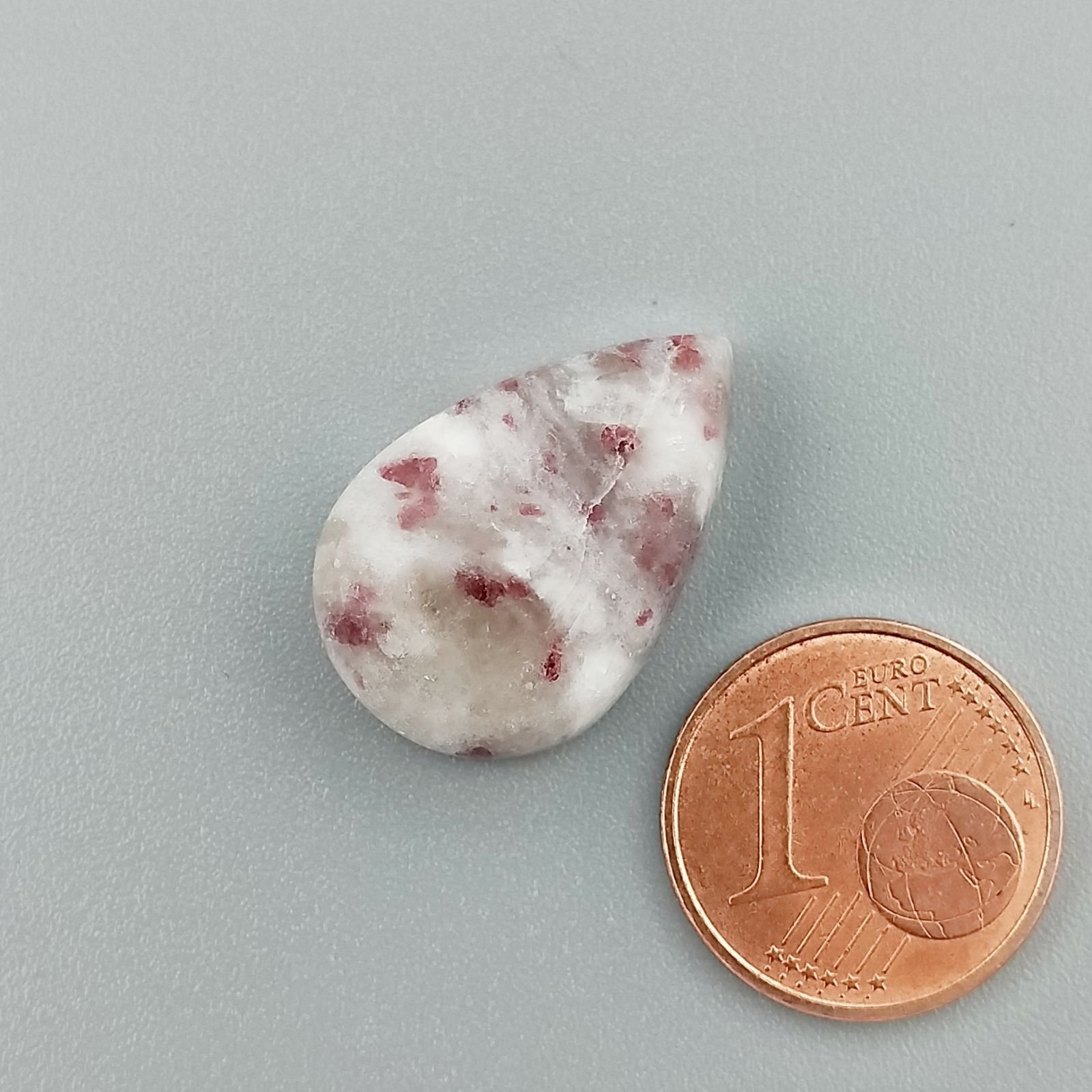 Lepidolite Naturale Forma Goccia Piatto Cabochon Liscio Fatto a Mano 21X14X6mm 2,85gm
