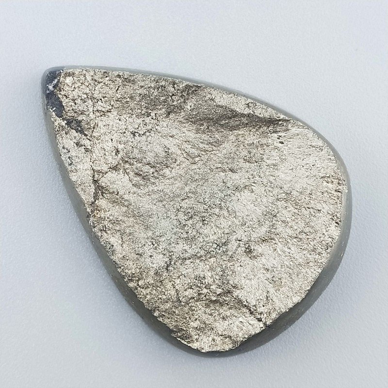 Pirite Grezzo Naturale Forma Goccia Piatto Cabochon Grezzo Lati Lisci Fatto a Mano 43X31X8mm 24,25gm 1pz