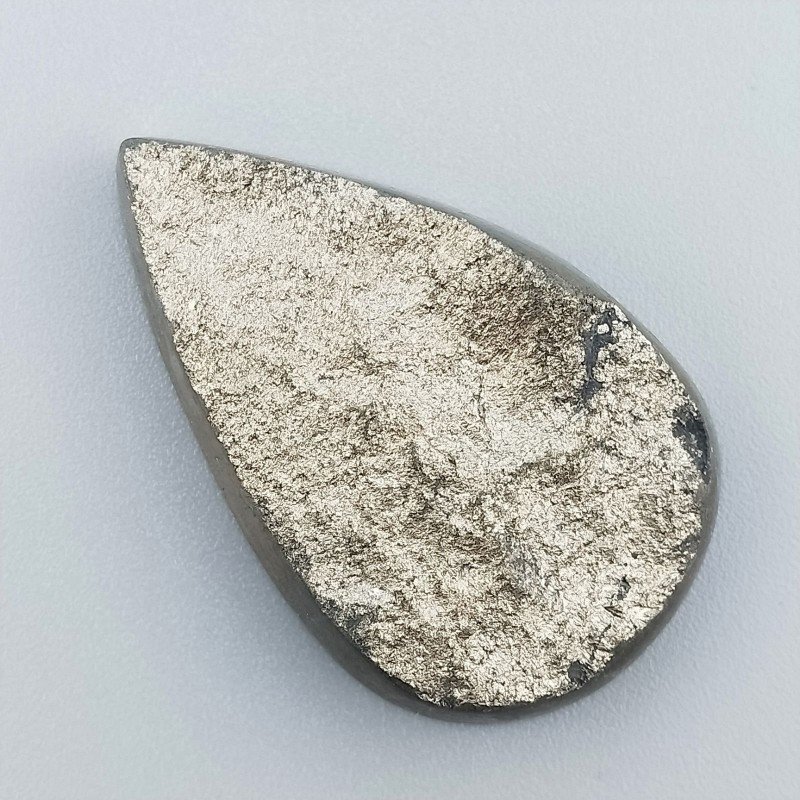 Pirite Grezzo Naturale Forma Goccia Piatto Cabochon Grezzo Lati Lisci Fatto a Mano 40X25X8mm 21,85gm 1pz