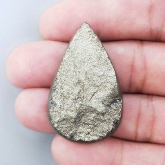 Cabochon di Pirite Grezzo Naturale Goccia, Piatto con Lati Lisci, 40x25x8 mm, 21,85 g, Fatto a Mano Cabochon di Pirite Grezzo Naturale Goccia, Piatto con Lati Lisci, 40x25x8 mm, 21,85 g, Fatto a Mano