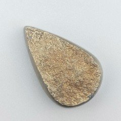 Pirite Grezzo Naturale Forma Goccia Piatto Cabochon Grezzo Lati Lisci Fatto a Mano 35X22X8mm 15,80gm 1pz
