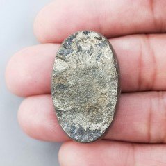 Cabochon di Pirite Grezzo Naturale Ovale, Piatto con Lati Lisci, 35x22x6 mm, 17,20 g, Fatto a Mano Cabochon di Pirite Grezzo Naturale Ovale, Piatto con Lati Lisci, 35x22x6 mm, 17,20 g, Fatto a Mano