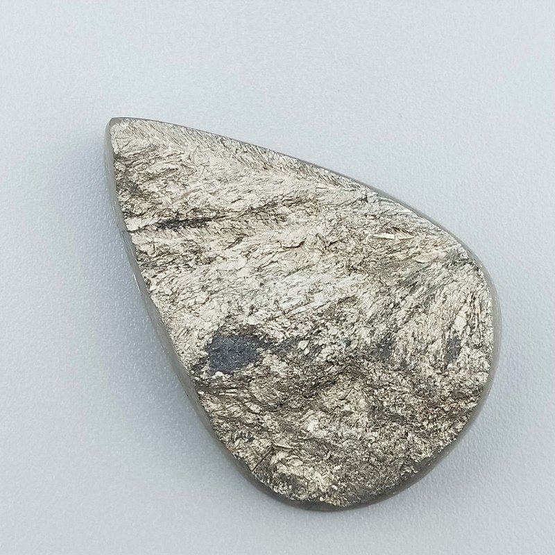 Pirite Grezzo Naturale Forma Goccia Piatto Cabochon Grezzo Lati Lisci Fatto a Mano 38X26X9mm 21,07gm 1pz